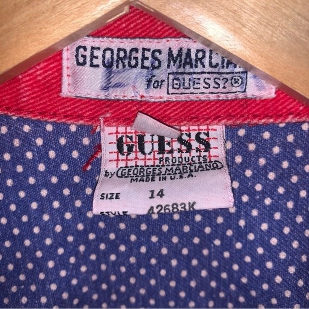 Vintage Y2K 80s 90s Guess Red Cropped Jean Jacket Women’s 8 Summer Oversized - Picture 5 of 6